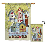 Welcome Birdhouse Village - Sweet Home Inspirational Vertical Impressions Decorative Flags HG100044 Printed In USA