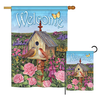 Welcome Bird House - Sweet Home Inspirational Vertical Impressions Decorative Flags HG100049 Printed In USA