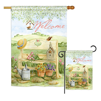 Welcome Garden Bench - Sweet Home Inspirational Vertical Impressions Decorative Flags HG100050 Printed In USA