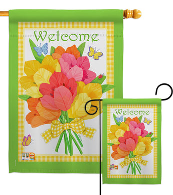 Welcome Flower Bouquet - Sweet Home Inspirational Vertical Impressions Decorative Flags HG100053 Made In USA