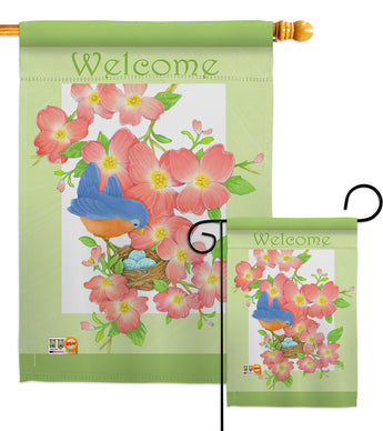 Welcome Blue Bird - Sweet Home Inspirational Vertical Impressions Decorative Flags HG100054 Made In USA