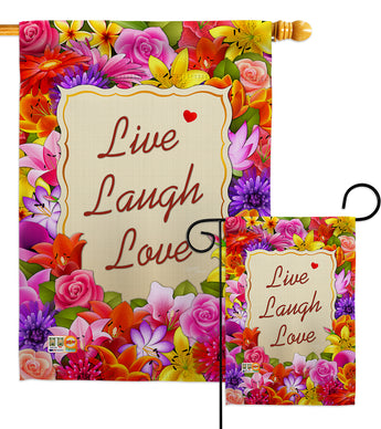 Welcome Live, Laugh, Love - Sweet Home Inspirational Vertical Impressions Decorative Flags HG100055 Made In USA