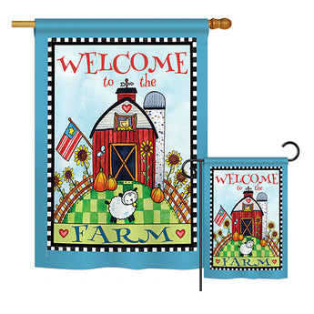 Welcome Down on the Farm - Sweet Home Inspirational Vertical Impressions Decorative Flags HG100063 Printed In USA