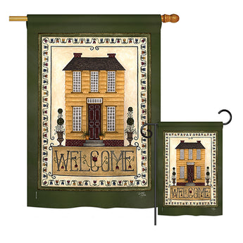 Welcome Yellow House - Sweet Home Inspirational Vertical Impressions Decorative Flags HG100068 Printed In USA