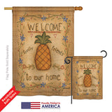 Welcome Sweet Pineapple - Sweet Home Inspirational Vertical Impressions Decorative Flags HG100071 Printed In USA