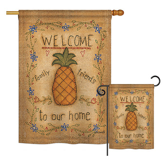 Welcome Sweet Pineapple - Sweet Home Inspirational Vertical Impressions Decorative Flags HG100071 Printed In USA