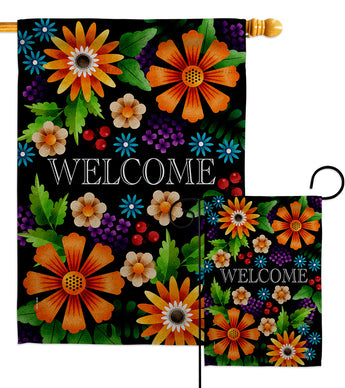 Mix Flower Welcome - Sweet Home Inspirational Vertical Impressions Decorative Flags HG120078 Made In USA