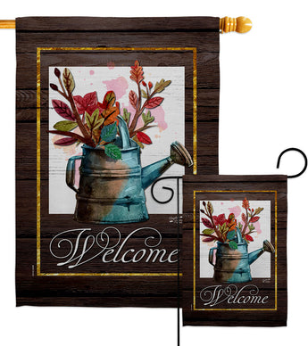 Welcome Waterin Can - Sweet Home Inspirational Vertical Impressions Decorative Flags HG130357 Made In USA