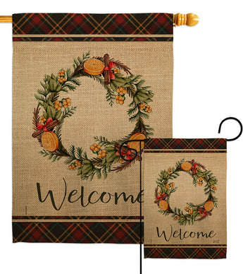 Winter Spices Wreath - Sweet Home Inspirational Vertical Impressions Decorative Flags HG137243 Made In USA