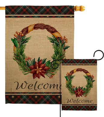 Poinsettia Wreath - Sweet Home Inspirational Vertical Impressions Decorative Flags HG137245 Made In USA