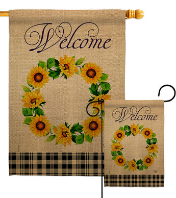 Sunflowers Wreath - Sweet Home Inspirational Vertical Impressions Decorative Flags HG192233 Made In USA
