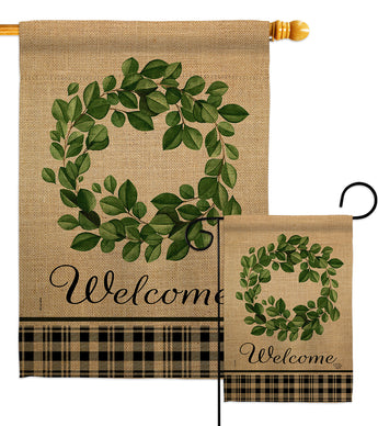 Eucalyptus Wreath - Sweet Home Inspirational Vertical Impressions Decorative Flags HG192234 Made In USA