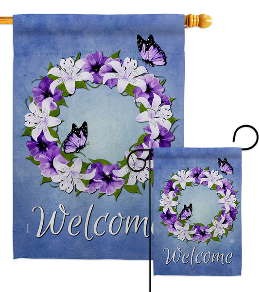 Lily Wreath - Sweet Home Inspirational Vertical Impressions Decorative Flags HG192673 Made In USA