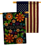 Mix Flower Welcome - Sweet Home Inspirational Vertical Impressions Decorative Flags HG120078 Made In USA