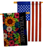 Flower Blooming Welcome - Sweet Home Inspirational Vertical Impressions Decorative Flags HG120079 Made In USA