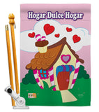 Welcome Hogar Dulce Hogar - Sweet Home Inspirational Vertical Applique Decorative Flags HG100040