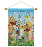 Welcome Butterfly Houses - Sweet Home Inspirational Vertical Impressions Decorative Flags HG100047 Made In USA