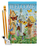 Welcome Butterfly Houses - Sweet Home Inspirational Vertical Impressions Decorative Flags HG100047 Made In USA