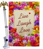 Welcome Live, Laugh, Love - Sweet Home Inspirational Vertical Impressions Decorative Flags HG100055 Made In USA