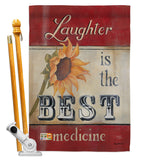 Welcome Laughter is the Best Medicine - Sweet Home Inspirational Vertical Impressions Decorative Flags HG100057 Made In USA