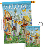 Welcome Butterfly Houses - Sweet Home Inspirational Vertical Impressions Decorative Flags HG100047 Made In USA