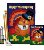 Happy Thanksgiving Turkey - Thanksgiving Fall Vertical Impressions Decorative Flags HG113037 Made In USA