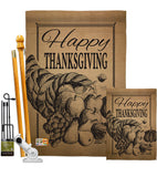 Happy Cornucopia - Thanksgiving Fall Vertical Impressions Decorative Flags HG113054 Made In USA