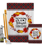 Blessed Thanksgiving - Thanksgiving Fall Vertical Impressions Decorative Flags HG113085 Made In USA