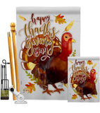 Happy Thanksgiving Turkey - Thanksgiving Fall Vertical Impressions Decorative Flags HG137075 Made In USA