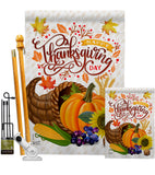 Thanksgiving Cornucopia - Thanksgiving Fall Vertical Impressions Decorative Flags HG137266 Made In USA