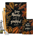 Grateful Heart - Thanksgiving Fall Vertical Impressions Decorative Flags HG137284 Made In USA