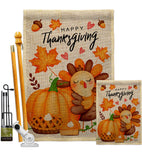 Happy Cute Turkey - Thanksgiving Fall Vertical Impressions Decorative Flags HG137629 Made In USA