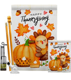 Happy Cute Turkey - Thanksgiving Fall Vertical Impressions Decorative Flags HG137629 Made In USA