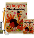 Give Thanks Turkey - Thanksgiving Fall Vertical Impressions Decorative Flags HG190006 Made In USA