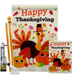 Give Thanks Turkey - Thanksgiving Fall Vertical Impressions Decorative Flags HG190006 Made In USA