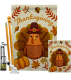 Pilgrim Turkey - Thanksgiving Fall Vertical Impressions Decorative Flags HG192283 Made In USA