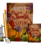 Happy Thanks Giving - Thanksgiving Fall Vertical Impressions Decorative Flags HG192294 Made In USA