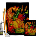 Grateful Cornucopia - Thanksgiving Fall Vertical Impressions Decorative Flags HG192655 Made In USA