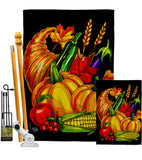 Grateful Cornucopia - Thanksgiving Fall Vertical Impressions Decorative Flags HG192655 Made In USA