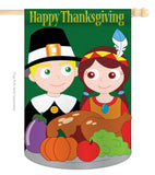 Thanksgiving - Thanksgiving Fall Vertical Applique Decorative Flags HG113033 Imported