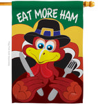 Eat More Ham - Thanksgiving Fall Vertical Impressions Decorative Flags HG113034 Made In USA