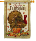 Thanksgiving Turkey - Thanksgiving Fall Vertical Impressions Decorative Flags HG113049 Made In USA