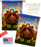 Gobble - Thanksgiving Fall Vertical Impressions Decorative Flags HG113051 Made In USA