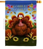 Gobble - Thanksgiving Fall Vertical Impressions Decorative Flags HG113051 Made In USA