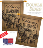 Happy Cornucopia - Thanksgiving Fall Vertical Impressions Decorative Flags HG113054 Made In USA
