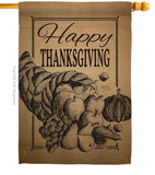 Happy Cornucopia - Thanksgiving Fall Vertical Impressions Decorative Flags HG113054 Made In USA