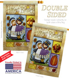 Thankful Pilgrims - Thanksgiving Fall Vertical Impressions Decorative Flags HG113057 Made In USA