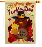 Happy Turkey Day - Thanksgiving Fall Vertical Impressions Decorative Flags HG113065 Made In USA