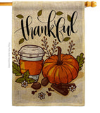 Thankful - Thanksgiving Fall Vertical Impressions Decorative Flags HG113107 Made In USA