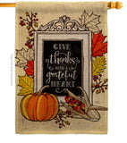 Grateful Heart - Thanksgiving Fall Vertical Impressions Decorative Flags HG113113 Made In USA